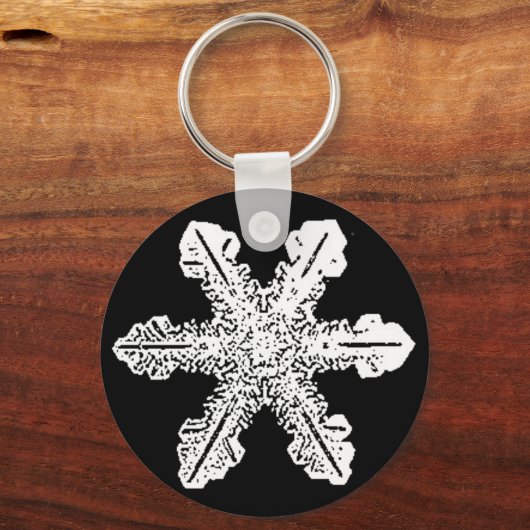 Schwarzweißschneeflocken-Schlüsselanhänger Schlüsselanhänger (Vorderseite)