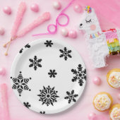Schwarzweißschneeflocken Teller (Party)