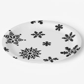 Schwarzweißschneeflocken Teller (Schrägansicht)