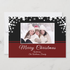 Schwarzweißschneeflocken Weihnachts-Foto Feiertagskarte