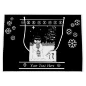 Schwarzweißschneemann mit Schals-Weihnachten Große Geschenktüte (Vorderseite)