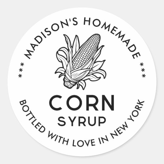 Schwarzweißsirup mit Cob-Konservenetikett Runder Aufkleber (Vorderseite)