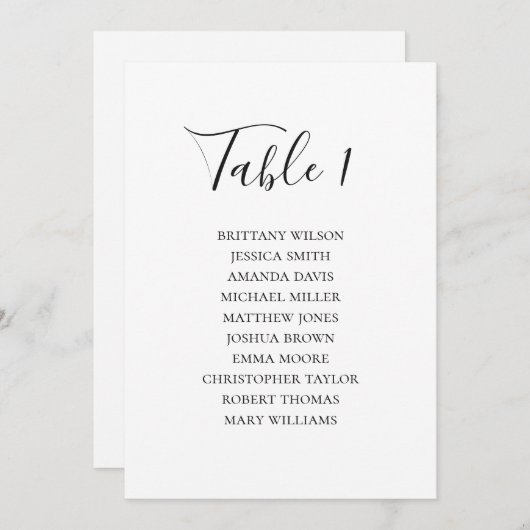 Schwarzweißsitzkarte. Moderne Hochzeit Einladung (Vorne/Hinten)