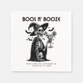 Schwarzweißskelett-Halloween-Party Serviette (Vorderseite)