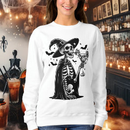 Schwarzweißskelett-Halloween-Party Sweatshirt