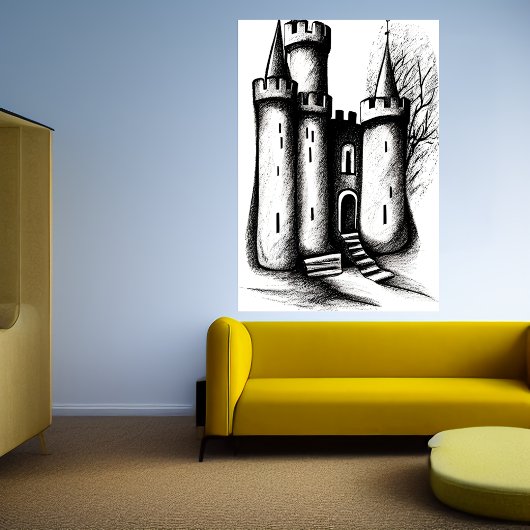 Schwarzweißskizze | AI Art Poster