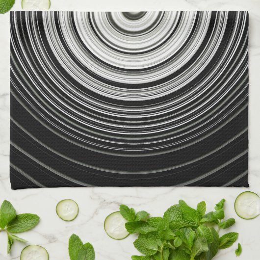 Schwarzweißspirale Geschirrtuch (Gefaltet)