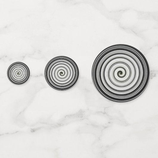 Schwarzweißspirale Konfetti (Vorderseiten)