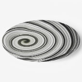 Schwarzweißspirale Pappteller (Schrägansicht)