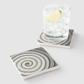 Schwarzweißspirale Steinuntersetzer (Seitenansicht)