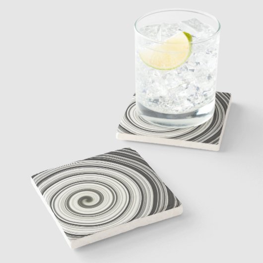 Schwarzweißspirale Steinuntersetzer (Seitenansicht)