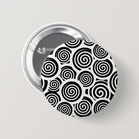 Schwarzweißspirale Vektormuster Button (Vorne & Hinten)