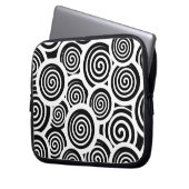 Schwarzweißspirale Vektormuster Laptopschutzhülle (Vorderseite Links)