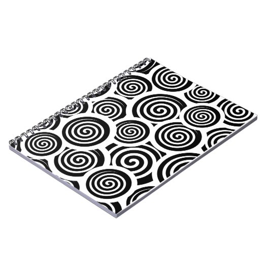 Schwarzweißspirale Vektormuster Notizblock (Linke Seite)