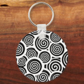 Schwarzweißspirale Vektormuster Schlüsselanhänger (Vorderseite)