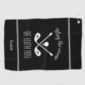 Schwarzweißsport Mit Monogramm Golfer Golfhandtuch (Horizontal)