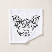 Schwarzweißstäbchen Badhandtuch Set (Waschlappen)