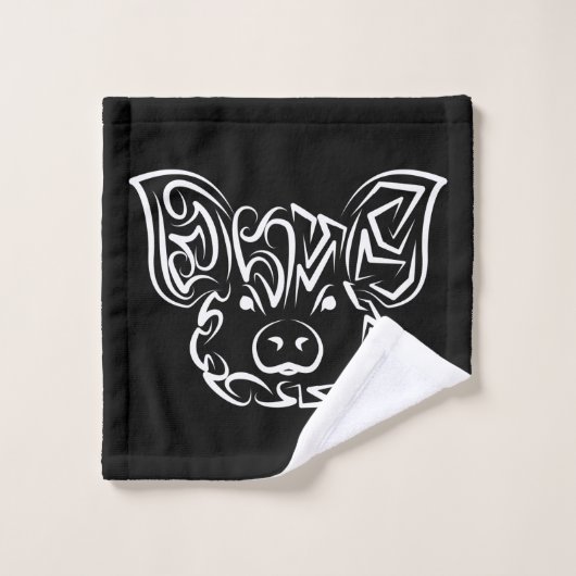 Schwarzweißstäbchen Badhandtuch Set (Waschlappen)