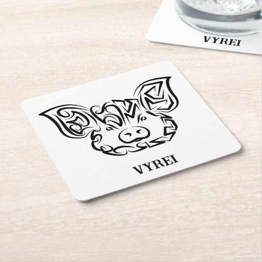 Schwarzweißstäbchen Rechteckiger Pappuntersetzer (angewinkelt)