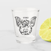 Schwarzweißstäbchen Schnapsglas (Vorderseite)