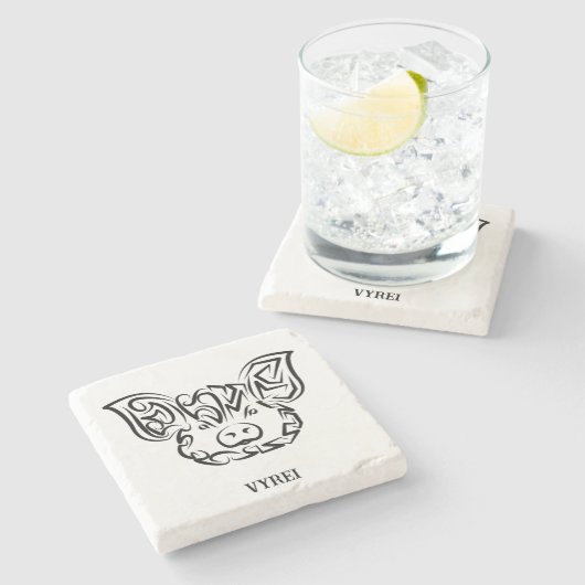 Schwarzweißstäbchen Steinuntersetzer (Seitenansicht)