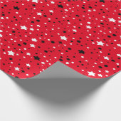 Schwarzweißsterne in Rot Geschenkpapier (Ecke)