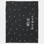 Schwarzweißsterne mit Retrostern Fleecedecke (Vorderseite)