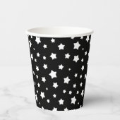 Schwarzweißsternmuster Pappbecher (Vorderseite)