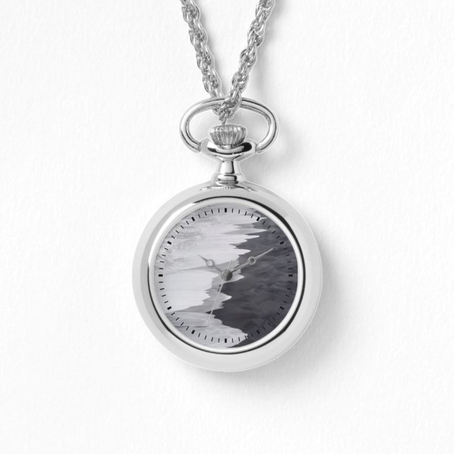 Schwarzweißstrand landschaftlich armbanduhr (Vorderseite)