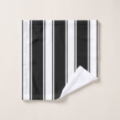Schwarzweißstreifen Badhandtuch Set (Waschlappen)
