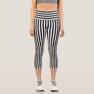 Schwarzweißstreifen Capri Leggings