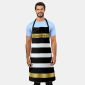 Schwarzweißstreifen-Gold-Unfall Schürze (Getragen)