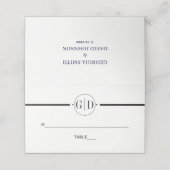 Schwarzweißstreifen | Initialen Hochzeitsbegleitun Platzkarte (Außenseite Aufgefaltet)