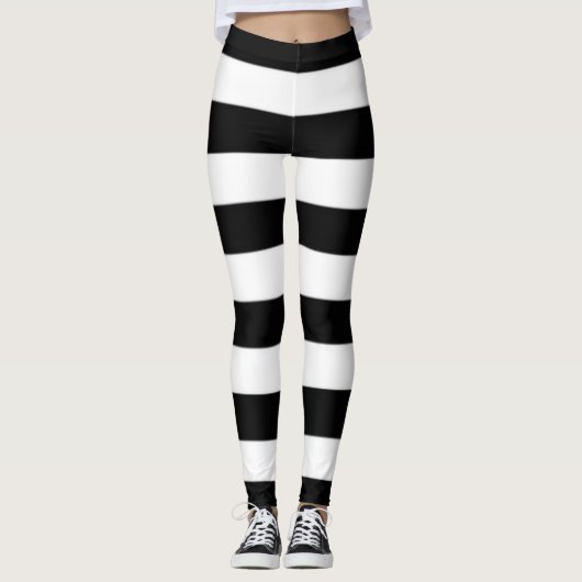 Schwarzweißstreifen Leggings (Vorderseite)