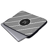 Schwarzweißstreifen mit Monogramm Laptopschutzhülle (Vorne Knopf)