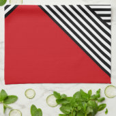 Schwarzweißstreifen mit rotem Dreieck Geschirrtuch (Gefaltet)