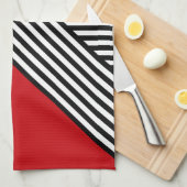 Schwarzweißstreifen mit rotem Dreieck Geschirrtuch (Viertel Falte)