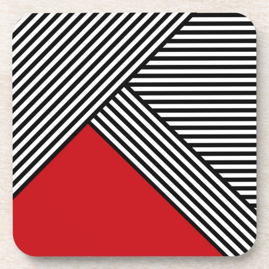 Schwarzweißstreifen mit rotem Dreieck Getränkeuntersetzer (Vorderseite)