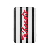 Schwarzweißstreifen mit roten Streifen Badematte (Vorderseite Vertikal)