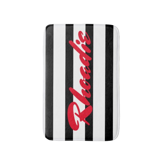 Schwarzweißstreifen mit roten Streifen Badematte (Vorderseite Vertikal)