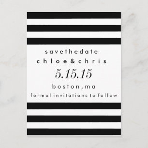 Schwarzweißstreifen Save the Date Postkarte