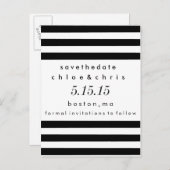 Schwarzweißstreifen Save the Date Postkarte (Vorne/Hinten)