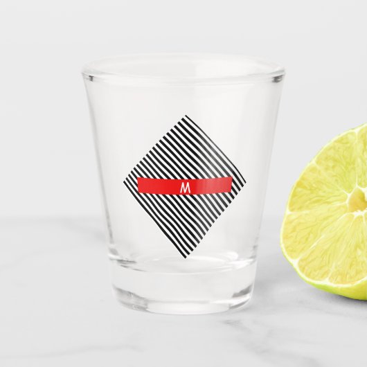 Schwarzweißstreifen Schnapsglas (Vorderseite)