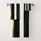 Schwarzweißstreifen, senkrechte Streifen, goldene  Badhandtuch Set (Insitu)