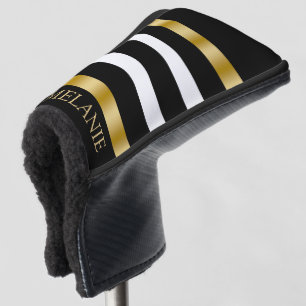 Schwarzweißstreifen, senkrechte Streifen, goldene  Golf Headcover
