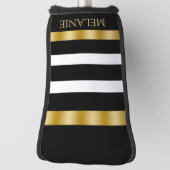 Schwarzweißstreifen, senkrechte Streifen, goldene  Golf Headcover (Rotieren 90)
