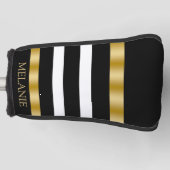 Schwarzweißstreifen, senkrechte Streifen, goldene  Golf Headcover (Vorderseite)