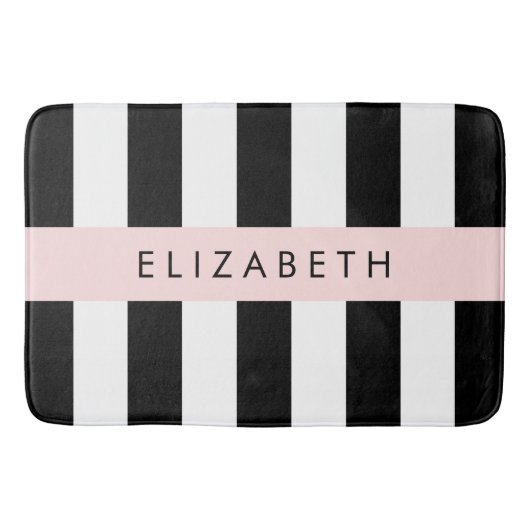 Schwarzweißstreifen, Streifen, Linien, Ihr Name Badematte (Vorderseite)
