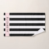 Schwarzweißstreifen, Streifen, Linien, Ihr Name Badhandtuch Set (Handtuch)