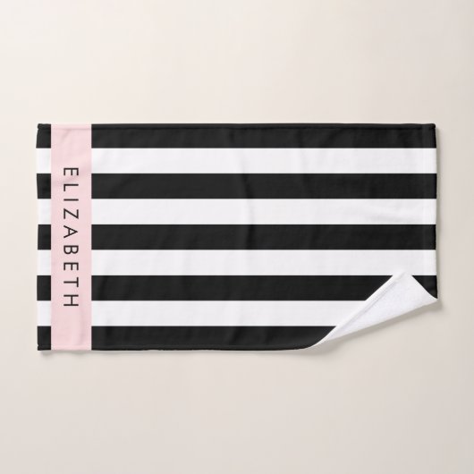 Schwarzweißstreifen, Streifen, Linien, Ihr Name Badhandtuch Set (Handtuch)
